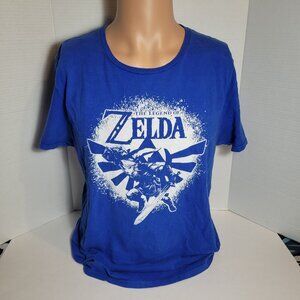 Nintendo The Legend of Zelda Blue Graphic Gaming T Shirt 2018 Size L